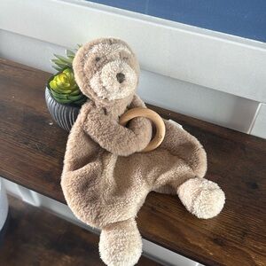 Sloth Security Blanket Lovey Woobie with Teether Mud Pie 12" Brown Tan Toy